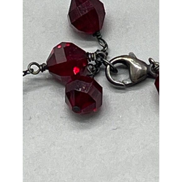 Costume Jewelry Pin brooch red stones bracelet set in metal 1 1/2" long READ - Picture 4 of 7